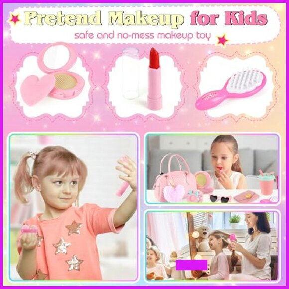 Girls Pretend Play Purse Set 35PCS Princess Role Play Toy Handbag - Picture 7 of 8